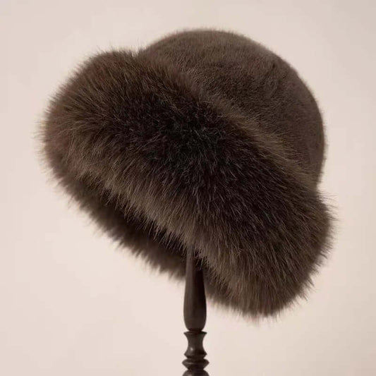 Edle luxuriöse Pelz-Wintermütze für Damen