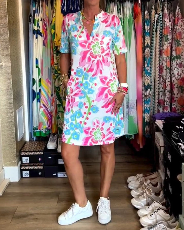 Robe À Manches Courtes Avec Imprimé Florale - Juli Atelier