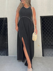 Robe Longue Maxi Suelto Décontractée Simple Con Ouverture - Chloé® Paris