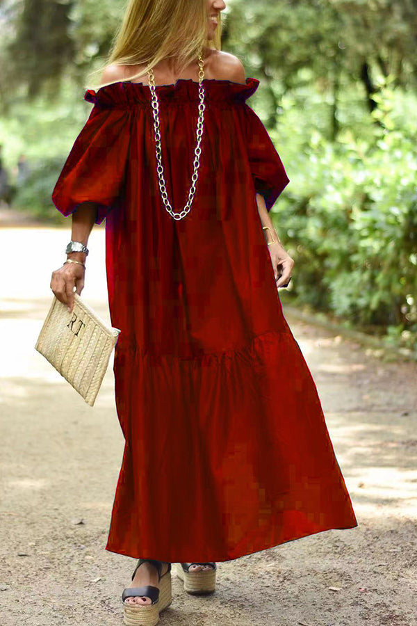 ROBE MAXI AMPLE À MANCHES BOUFFANTES UNDER THE BOARDWALK - Chloé® Paris