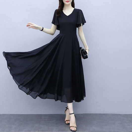 Robe mi-longue unie à manches courtes - Chloé® Paris