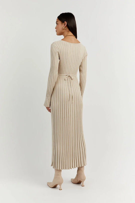 Robe midi en Maille Yasmin avec col et Manches en V - Chloé® Paris