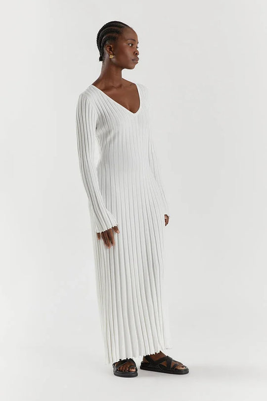 Robe midi en Maille Yasmin avec col et Manches en V - Chloé® Paris