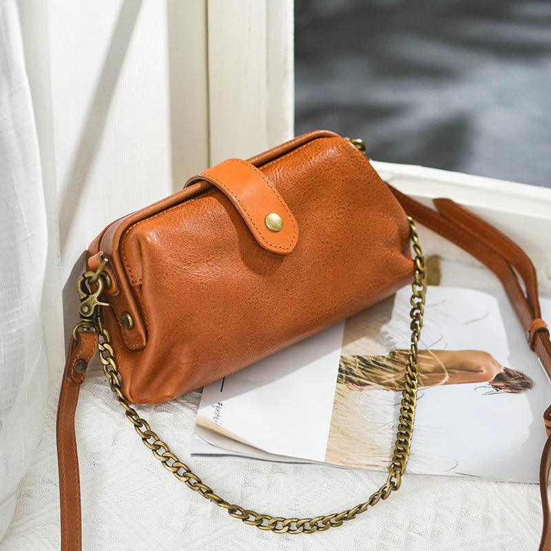 Vanity Bag - Vintage sac en cuir véritable - Beryleo