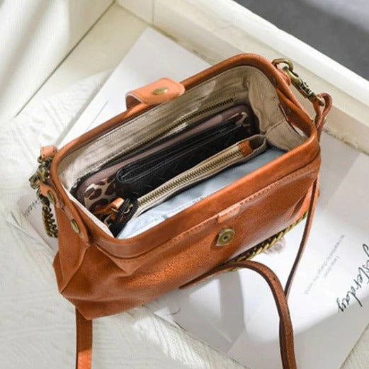 Vanity Bag - Vintage sac en cuir véritable - Beryleo