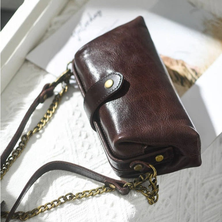 Vanity Bag - Vintage sac en cuir véritable - Beryleo